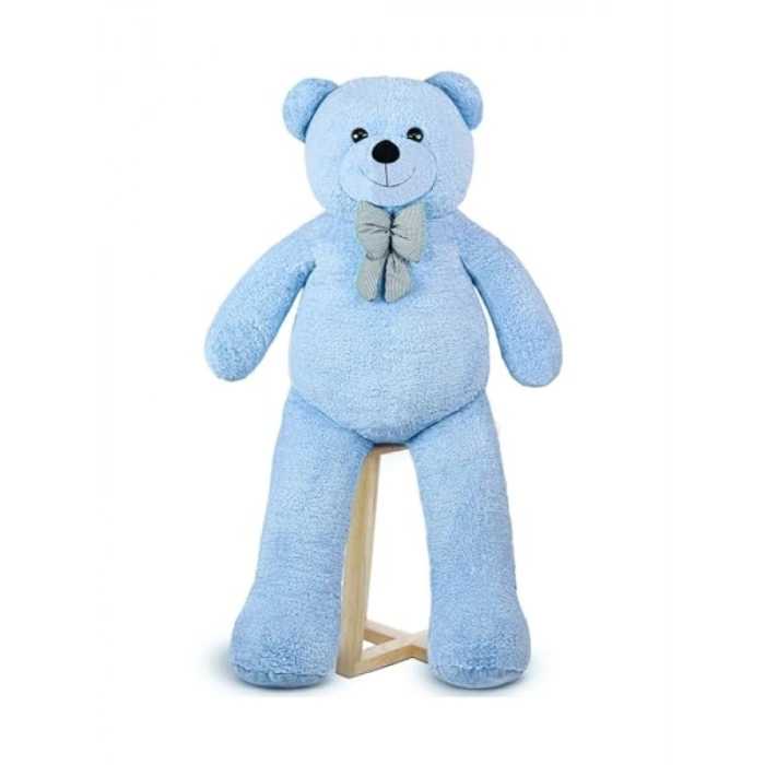 Yumuşak ve Sevimli Dev Peluş Ayıcık - 160 cm Papyonlu Tasarım (Mavi)