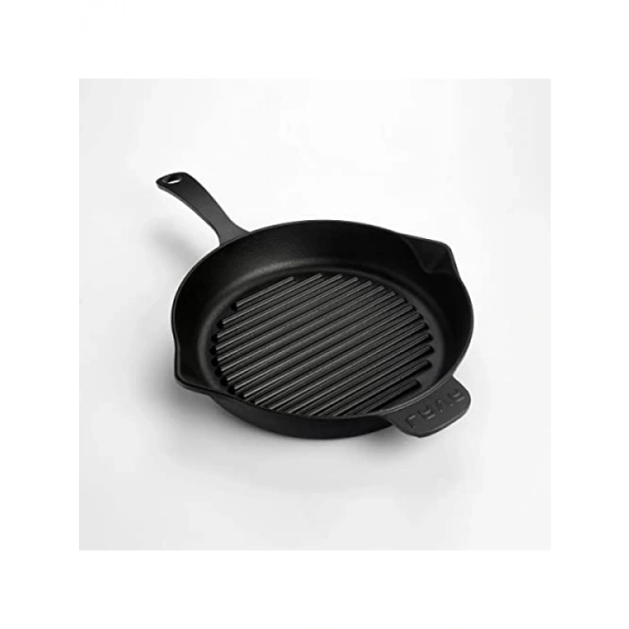 Yuvarlak Döküm Izgara Tava, Metal Kulplu, 28 cm - Siyah