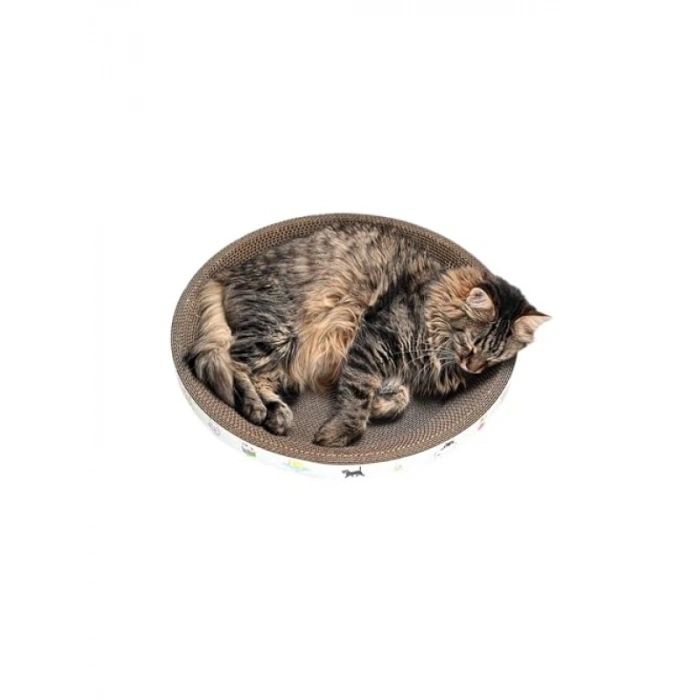 Yuvarlak Karton Kedi Tırmalama ve Yatak, 45x9 cm