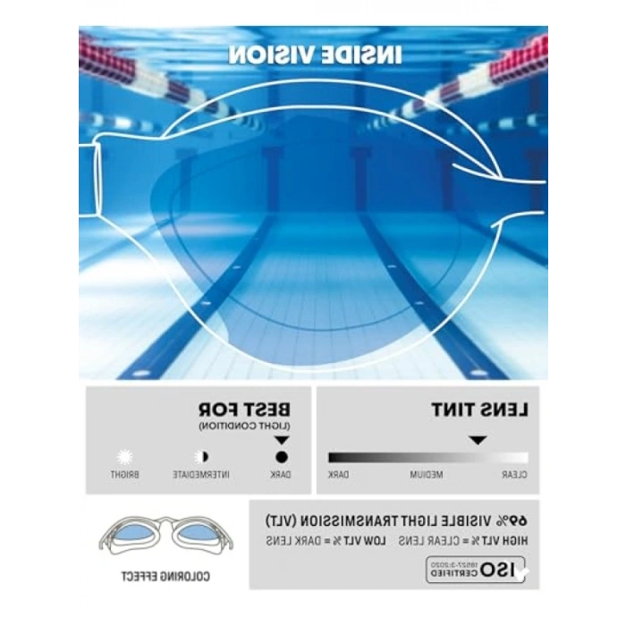 Yüzme Gözlüğü, Unisex, Mavi/Beyaz Renk