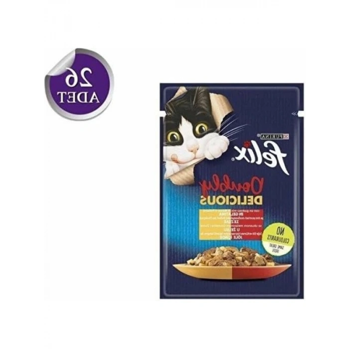 Zengin Çeşitli Sığır ve Tavuklu Yaş Kedi Maması 26 x 85 gr