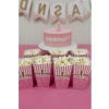 1 Yaş Doğum Günü İçin Pembe Popcorn Kutuları, 8 Adet, Şık Tasarım