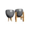 15 cm Siyah Granit Toprak Saksı İkili Set, 3 ve 4 Ayaklı