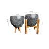 15 cm Siyah Granit Toprak Saksı İkili Set, 3 ve 4 Ayaklı