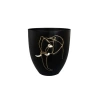 16 cm Çapında Fil Desenli Siyah Metal Saksı