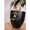 16 cm Çapında Fil Desenli Siyah Metal Saksı