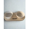 16 Cm Çift Tablalı Beyaz Seramik Mama ve Su Kabı