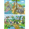 2x24 Parça Renkli Hayvan Temalı Puzzle, 3 Yaş ve Üzeri için Eğlenceli Oyun