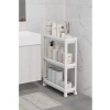 3 Katlı Tekerlekli İnce Beyaz Banyo ve Mutfak Rafı