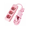 3lü 2 Metre Kablolu Topraklı Grup Priz, Pembe