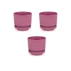 3lü Tabaklı Plastik Saksı Seti, Pembe Renk (1,7L)