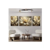3 Parça Şık Kanvas Duvar Tablosu, Gold Sarı Beyaz Çiçek Tasarım, 40 x 60 cm