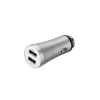 3.4A Hızlı Şarj Micro USB Kablolu Araç Şarj Cihazı - Metal, Gümüş
