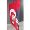 50x75 cm Atatürk İmzalı Raşel Kumaş Sopalı Türk Bayrağı