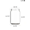 720 ml Şeffaf Cam Kavanoz, Metal Siyah Kapaklı, 6 Adet