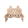 Ahşap Kedi Mama ve Su Kabı ile Paspası - Çift Metal Hazneli