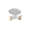 Ahşap Stand ve Seramik Kase ile Minimalist Kedi Mama/Su Kabı Tekli (Beyaz)