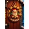 Ahşap Yuvarlak Yıldızlı Noel Kapı Süsü (23 cm)