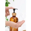 Bambu Standlı Amber Cam Sıvı Sabunluk Seti - 2li 475 ml