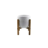 Beyaz Granit Toprak Saksı, 19 CM, 4 Ayaklı, Modern Tasarım