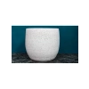 Beyaz Granit Toprak Saksı - 19 CM, Ev Dekorasyon Aksesuarı