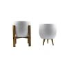Beyaz Granit Toprak Saksı İkili Set - 3 Ayaklı ve 4 Ayaklı - 19 CM