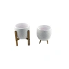 Beyaz Granit Toprak Saksı İkili Set - 3 Ayaklı ve 4 Ayaklı - 19 CM