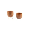 Beyaz Nokta Desenli Toprak Saksı - 19 cm İkili Set