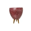 Bordo Granit Desenli 15 cm Toprak Saksı - 3 Ayaklı