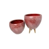 Bordo Granit Toprak Saksı - İkili Set