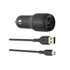 Çift USB Araç Şarj Cihazı, 24W, Mikro-USB Kablosu ile