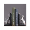 Dekoratif Kedi Figürlü İkili Kitap Tutucu – Beyaz Renk