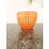 Dik Çizgi Desenli 15 Cm Terrakota Saksı