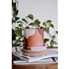 Doğal Terracotta Saksı ve Tabak - Pembenin Tonları (Küçük)