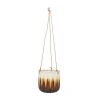 Estetik Karamel Renkli Seramik Askılı Saksı 14x13 cm