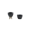 Gri Granit Desenli 15 cm Toprak Saksı İkili Set - Ayaksız