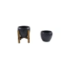 Gri Granit Toprak Saksı - İkili Set - 15 cm - Ayaksız Şıklık