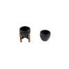 Gri Granit Toprak Saksı - İkili Set - 15 cm - Ayaksız Şıklık