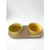 Hardal Renkli 16 Cm Çift Tablalı Seramik Mama/Su Kabı
