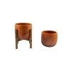 İkili Set Siyah Nokta Desenli 19 CM Toprak Saksı