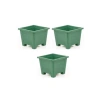 Kare Plastik Saksı Seti, 0,6 L, 3 Adet, Yeşil