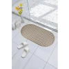 Kaydırmaz Oval Banyo Paspası - Vantuzlu, 66,5 x 36,5 cm, Taba Renk