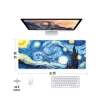 Kaymaz Oyun Klavye Mouse Pad 70x30cm - Van Gogh Yıldızlı Gece Tasarımı