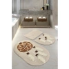 Kaymaz Tabanlı 3’lü Yıkanabilir Banyo Halısı Seti