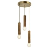 Modern Ahşap Kaplama Avize, E27 Soket, 35 cm