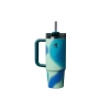 Pipetli Termos Bardak - Turkuaz Desenli, 0.89 Litre