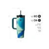 Pipetli Termos Bardak - Turkuaz Desenli, 0.89 Litre
