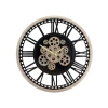 Premium Metal Görünümlü Dönen Çarklı Duvar Saati 50x50 cm