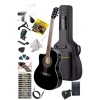 Profesyonel Siyah Elektro Akustik Gitar Seti 4/4