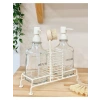 Sabun ve Deterjan Dispenser Seti - Demir Çiftli Pompa ve Sünger Standı - 500 ml Bej